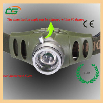 Факел головки СИД Zoomable КРИ рыболовства 3Watt с батареями 3pcs 1.5V AAA